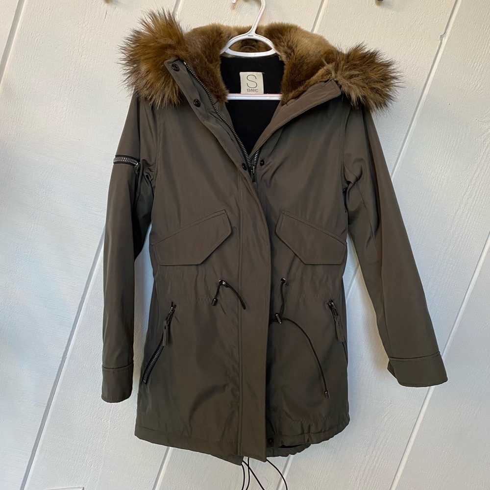 S13 /NYC Olive Green Anorak Parka w/Faux Fur